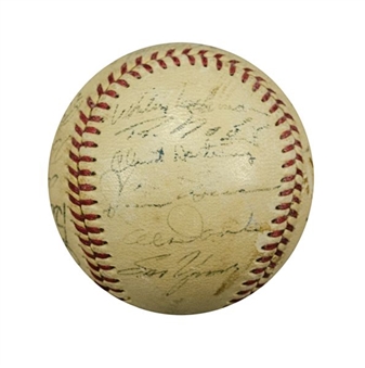 1951 N.L. Champion New York Giants Team Signed Baseball w/25 Signatures Including Willie Mays (Rookie Season)